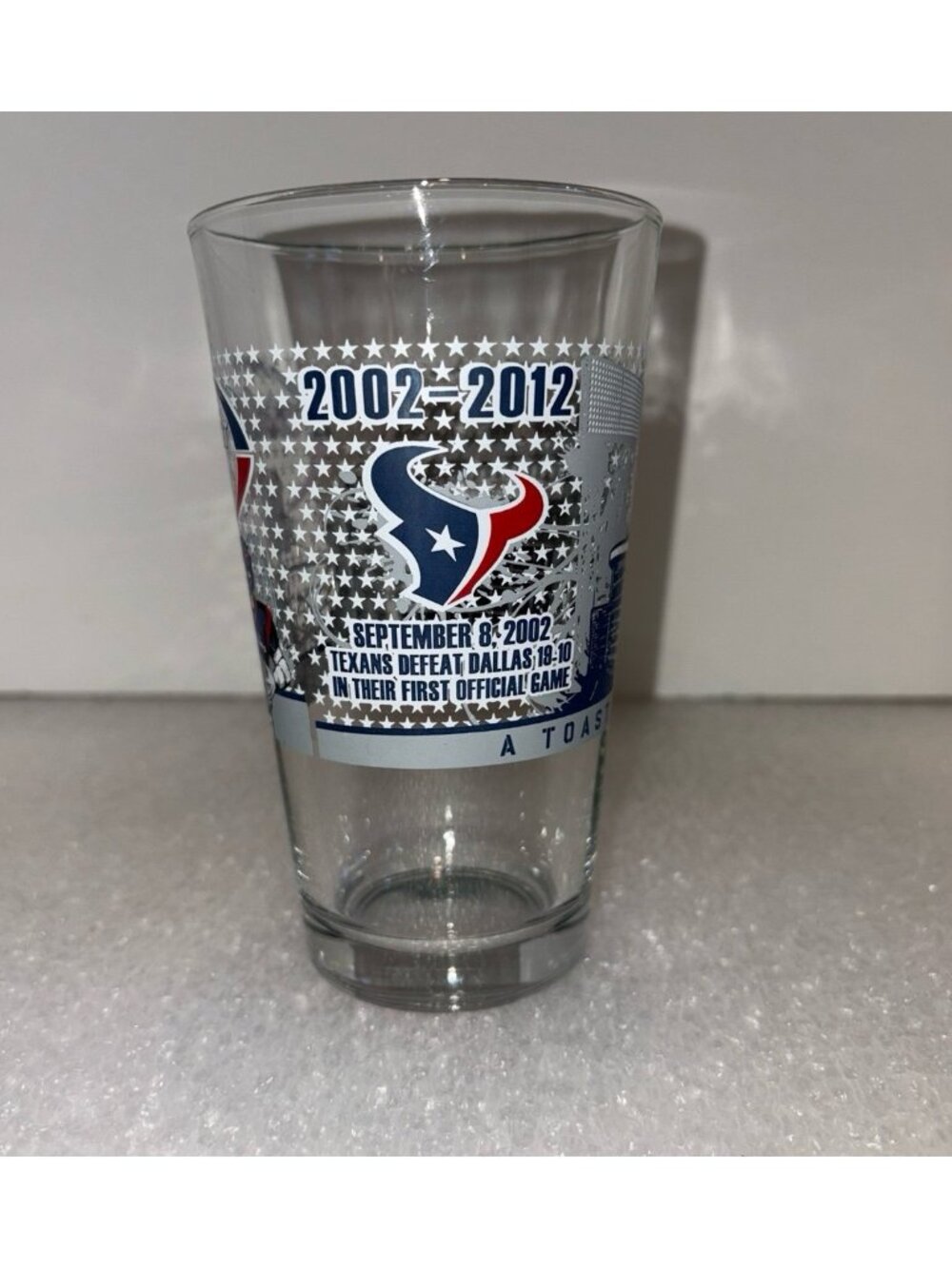 Vintage Houston Texans 10th Anniversary Pint Glass | Y2K NFL Gameday Aesthetic B